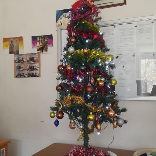 Notre sapin de Noël avec ses oeufs en chocolat.